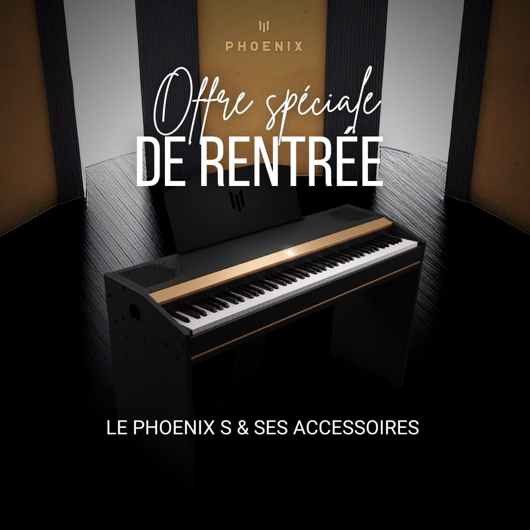 La rentrée sous le signe de l’excellence 🎹
A l’occasion de la rentrée, Piano Phoenix vous propose une offre exceptionnelle sur son modèle Phoenix S. 
Un piano conçu pour allier élégance, sensation de jeu et richesse sonore, désormais accessible avec ses accessoires essentiels. 
Jusqu’au 30 octobre, offrez-vous une expérience musicale sans compromis avec plus de 600€ d’avantages inclus : 
✨ Stand pliable offert
✨ Pupitre offert 
✨ Livraison offerte en France métropolitaine
Un ensemble pensé pour votre pratique musicale pour 5 680 € au lieu de 6 280 €. 
Rejoignez la communauté des Phoenixiens et vivez la musique autrement. 
→ Rendez-vous sur notre site internet 
 #pianophoenix #offrederentree #madeinfrance #OffreExclusive