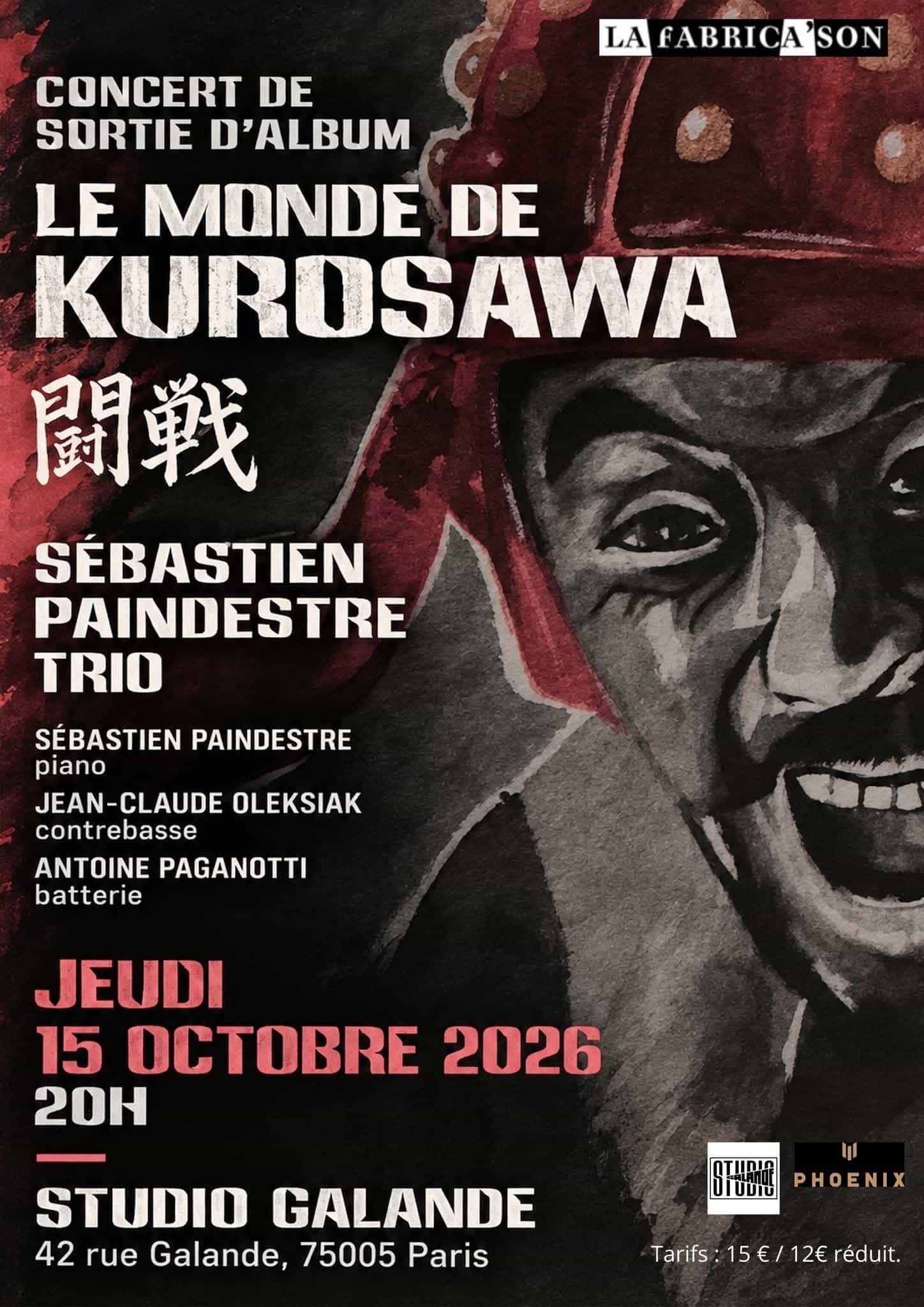 Le Phoenix S2 au Studio Galande 🎹
À l’occasion de la sortie de son nouvel album Le Monde de Kurosawa, prévue le 9 octobre, Sébastien Paindestre retrouvera la scène avec son trio pour un concert dédié à ce nouveau projet.
Rendez-vous le jeudi 15 octobre à 20h au Studio Galande, à Paris, aux côtés de Jean-Claude Oleksiak à la contrebasse et Antoine Paganotti à la batterie.
Pour cette soirée, Sébastien Paindestre jouera sur un Phoenix S2. Une nouvelle scène que nous sommes heureux de partager autour de ce projet musical.
Le Monde de Kurosawa est déjà disponible en précommande à la Fnac. 💿
Réservez vos places pour le concert du 15 octobre 🎟️ urlr.me/wNGtbd